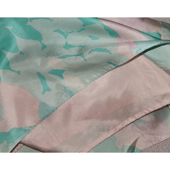 VTG Tara Jarmon Green Pink Retro Shift Mini Dress 38 US M 8 10 100% Silk - Picture 4 of 7